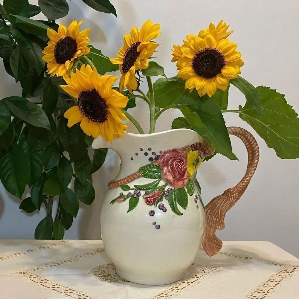 Vintage hand painted ceramic pitcher